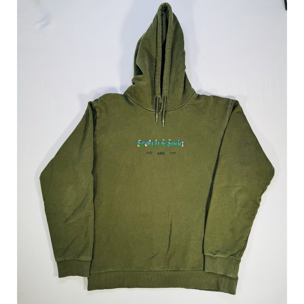 Scotch & Soda Men’s Sweatshirt Large Green Logo Crewneck AMS Amsterdam Pullover